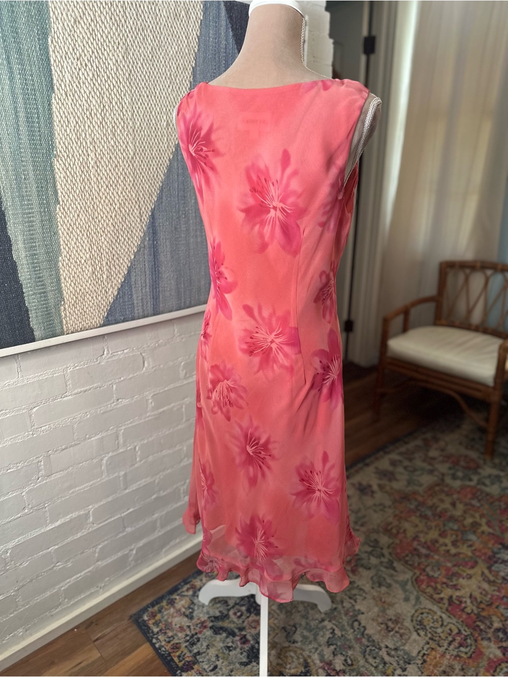Studio 1 Pink Hibiscus 90s Style Sleeveless Dress - Picture 10 of 14